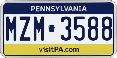 PA license plate MZM3588