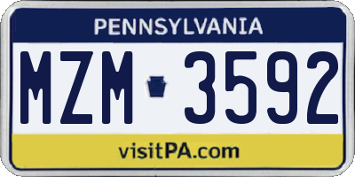 PA license plate MZM3592