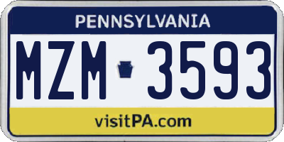 PA license plate MZM3593
