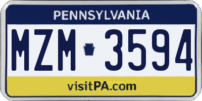 PA license plate MZM3594