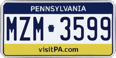 PA license plate MZM3599