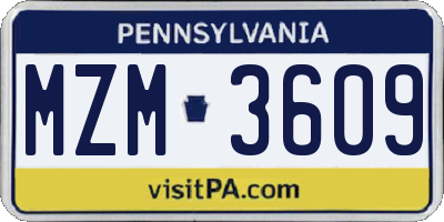 PA license plate MZM3609
