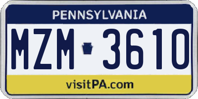 PA license plate MZM3610