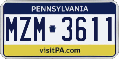 PA license plate MZM3611