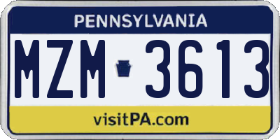 PA license plate MZM3613