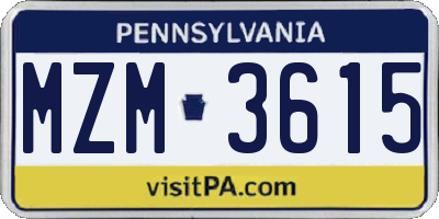 PA license plate MZM3615