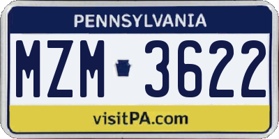 PA license plate MZM3622