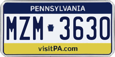 PA license plate MZM3630