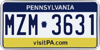 PA license plate MZM3631