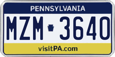 PA license plate MZM3640