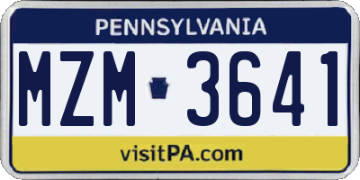 PA license plate MZM3641