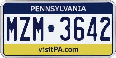 PA license plate MZM3642