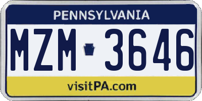 PA license plate MZM3646