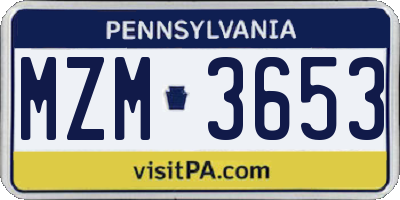 PA license plate MZM3653