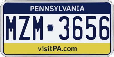 PA license plate MZM3656