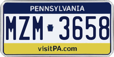 PA license plate MZM3658