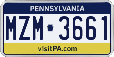 PA license plate MZM3661