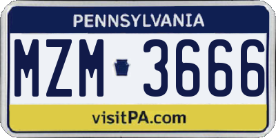 PA license plate MZM3666
