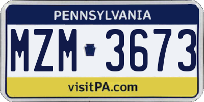 PA license plate MZM3673