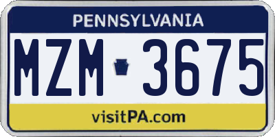 PA license plate MZM3675