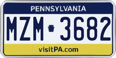 PA license plate MZM3682