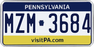 PA license plate MZM3684