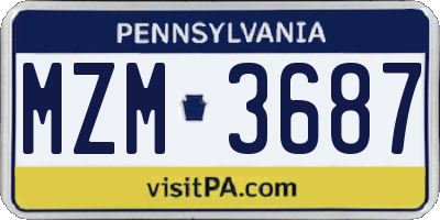 PA license plate MZM3687