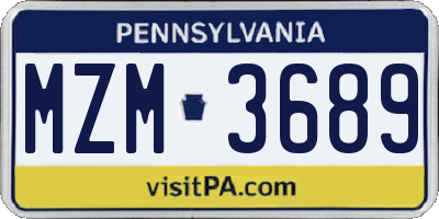 PA license plate MZM3689