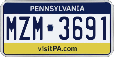 PA license plate MZM3691