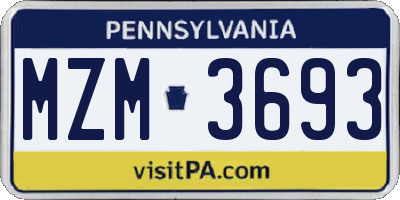 PA license plate MZM3693