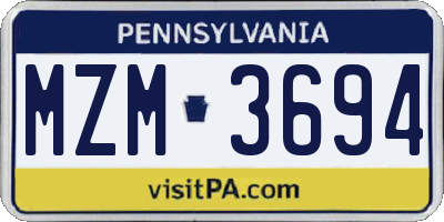 PA license plate MZM3694