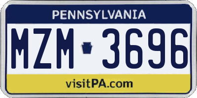 PA license plate MZM3696
