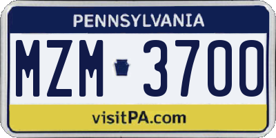 PA license plate MZM3700