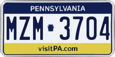 PA license plate MZM3704