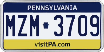 PA license plate MZM3709