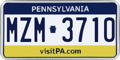 PA license plate MZM3710