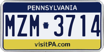 PA license plate MZM3714