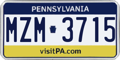 PA license plate MZM3715