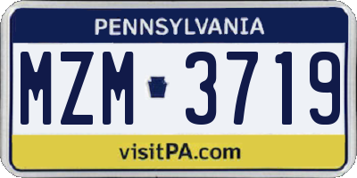 PA license plate MZM3719