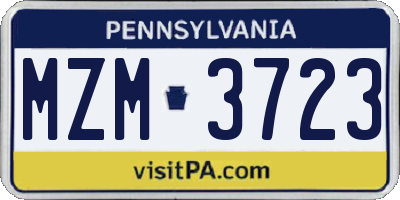 PA license plate MZM3723