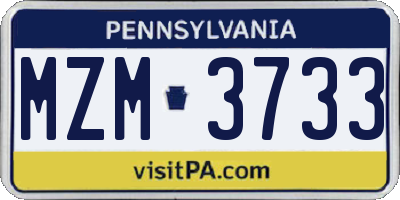 PA license plate MZM3733