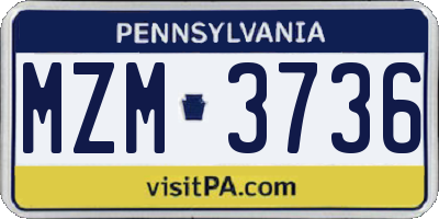 PA license plate MZM3736