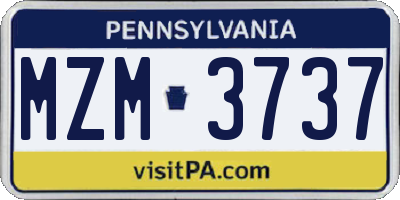 PA license plate MZM3737