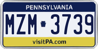 PA license plate MZM3739