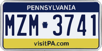 PA license plate MZM3741