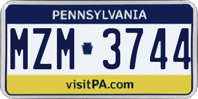 PA license plate MZM3744