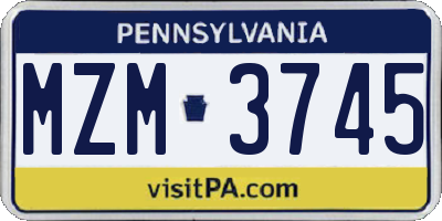 PA license plate MZM3745
