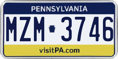 PA license plate MZM3746