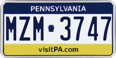 PA license plate MZM3747
