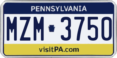 PA license plate MZM3750